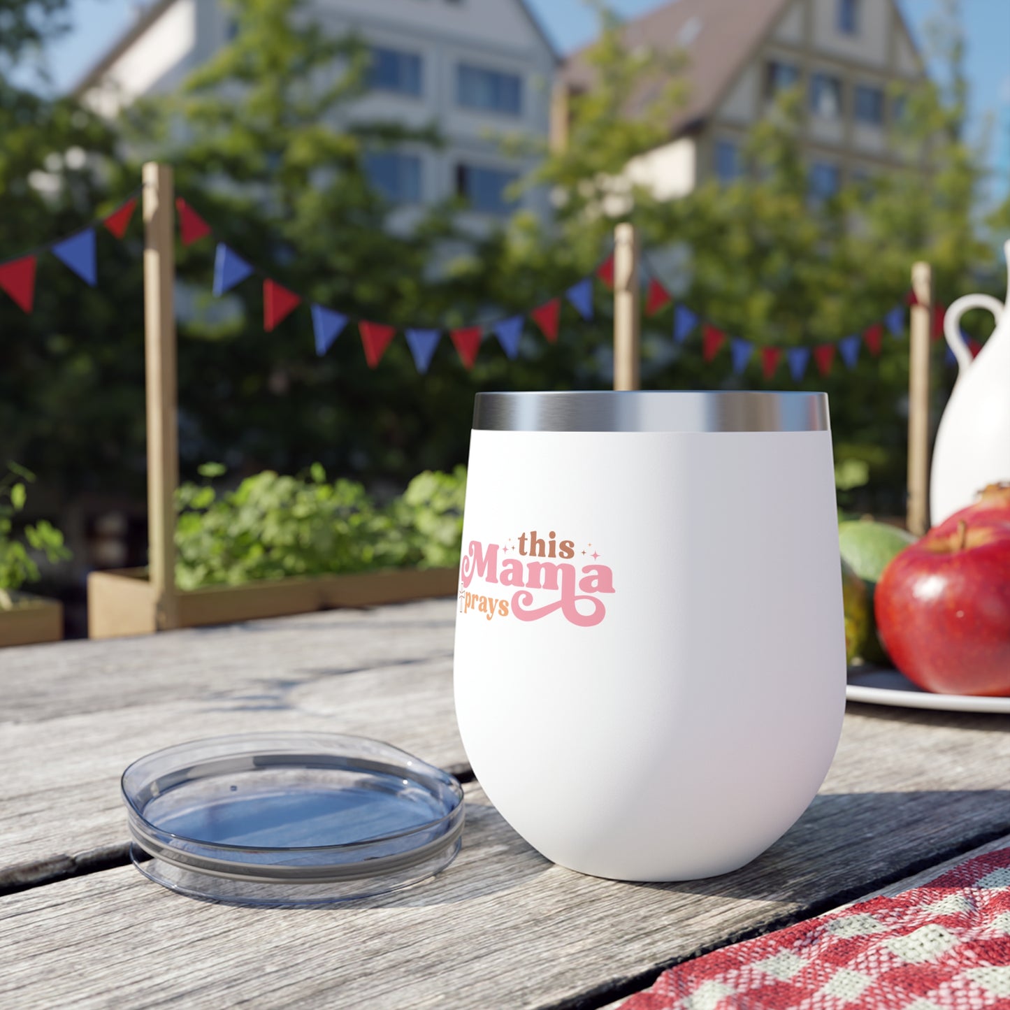 Esta mamá reza - Taza de cobre con aislamiento al vacío, 12 oz