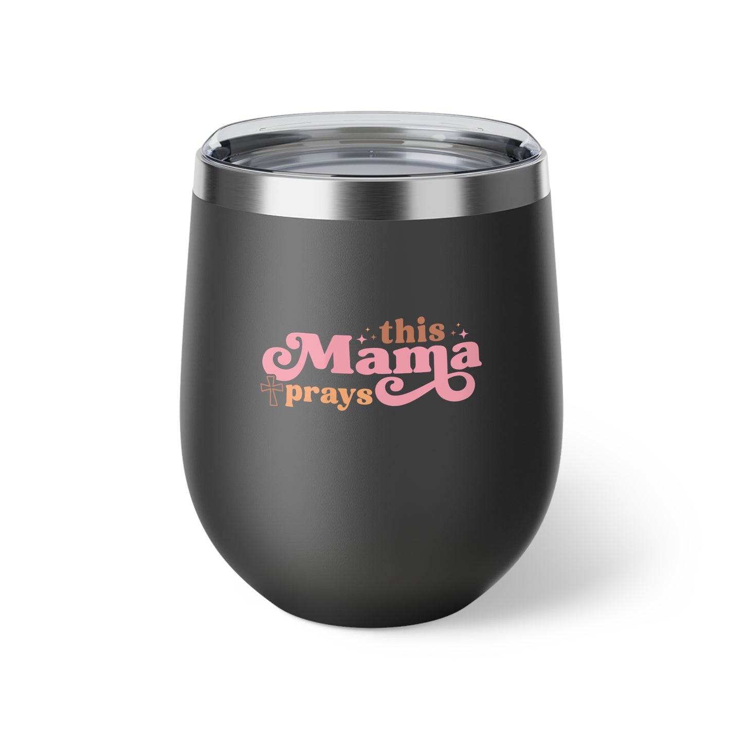 Esta mamá reza - Taza de cobre con aislamiento al vacío, 12 oz